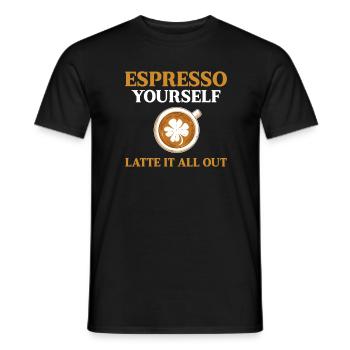 Jeu de mots Funny Coffee Latte Espresso - T-shirt homme - noir - Devant - AI Model Male 178 light (178cm)