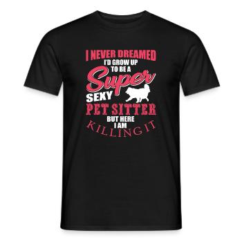 Funny pet sitter design - Men's T-Shirt - black - Front - AI Model Male 178 light (178cm)
