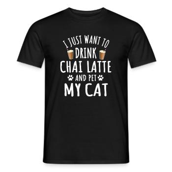 Funny chai latte and cat owner - Men's T-Shirt - black - Front - AI Model Male 178 light (178cm)