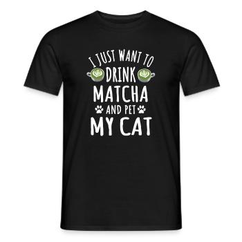 Matcha and cat lover design - Men's T-Shirt - black - Front - AI Model Male 178 light (178cm)