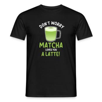 Funny Matcha Latte Word Game - Men's T-Shirt - black - Front - AI Model Male 178 light (178cm)