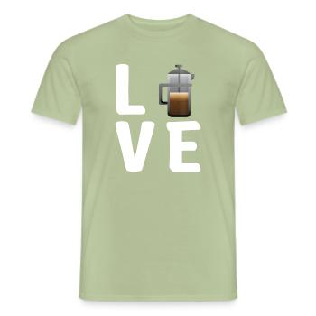 I love French coffee press - Men's T-Shirt - sage - Front - AI Model Male 178 light (178cm)