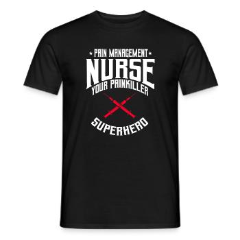 Infirmière en thérapie de la douleur Super-héroïne - T-shirt homme - noir - Devant - AI Model Male 178 light (178cm)