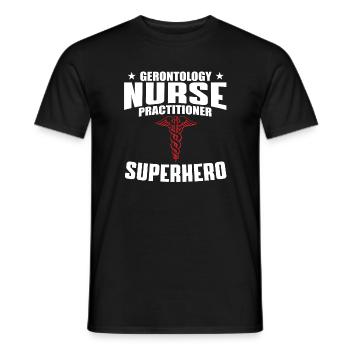 Gerontology Nurse Practitioner Superhero - Men's T-Shirt - black - Front - AI Model Male 178 light (178cm)