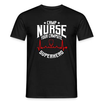 Camping Nurse Superhero - Men's T-Shirt - black - Front - AI Model Male 178 light (178cm)