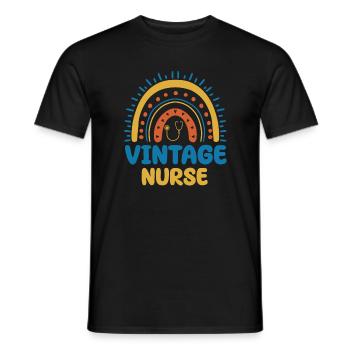 Vintage Nurse Boho Rainbow - Men's T-Shirt - black - Front - AI Model Male 178 light (178cm)