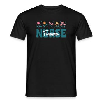 Trauma Nurse Floral Outfit - Men's T-Shirt - black - Front - AI Model Male 178 light (178cm)
