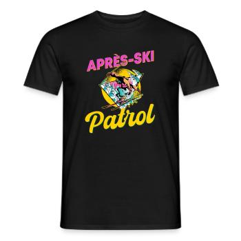 Fun 80s Retro Après-Ski Patrol - Men's T-Shirt - black - Front - AI Model Male 178 light (178cm)