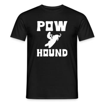Pow Hound Funny Snowmobile Saying - Men's T-Shirt - black - Front - AI Model Male 178 light (178cm)