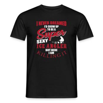 Funny ice angler saying - Men's T-Shirt - black - Front - AI Model Male 178 light (178cm)