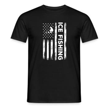USA Flag Ice Fishing Outfit America - Men's T-Shirt - black - Front - AI Model Male 178 light (178cm)