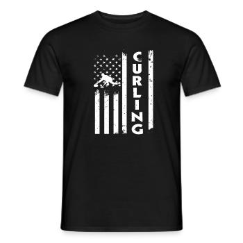 USA Flag Curling Outfit America - Men's T-Shirt - black - Front - AI Model Male 178 light (178cm)