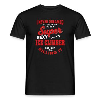 Chemise drôle d’escalade sur glace - T-shirt homme - noir - Devant - AI Model Male 178 light (178cm)