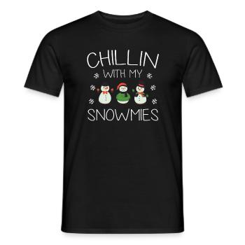 Chillin with my Snowmies snowman - Men's T-Shirt - black - Front - AI Model Male 178 light (178cm)
