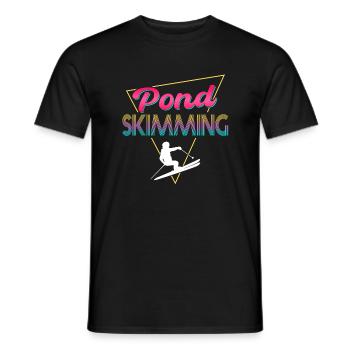 Conception d’écrémage d’étang rétro des années 80 - T-shirt homme - noir - Devant - AI Model Male 178 light (178cm)