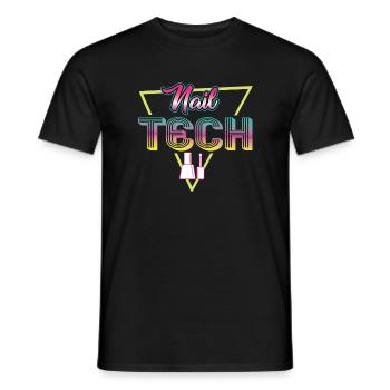 80s Nail Tech Retro Outfit Nail Salon - Men's T-Shirt - black - Front - AI Model Male 178 light (178cm)