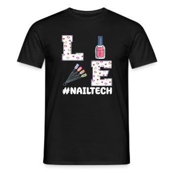 Technicienne des ongles Design de la Saint-Valentin - T-shirt homme - noir - Devant - AI Model Male 178 light (178cm)