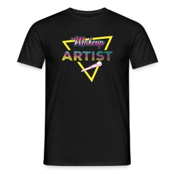 80s Makeup Artist Outfit - Men's T-Shirt - black - Front - AI Model Male 178 light (178cm)