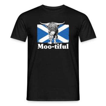 Moo-tiful - Beau jeu de mots en Écosse - T-shirt homme - noir - Devant - AI Model Male 178 light (178cm)