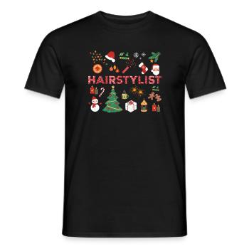 Hairstylist Weihnachtsoutfit Friseur - Männer T-Shirt - Schwarz - Vorne - AI Model Male 178 light (178cm)
