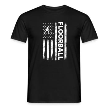 USA Flag Floorball Player America - T-shirt homme - noir - Devant - AI Model Male 178 light (178cm)