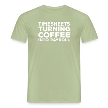 Personalwesen Kaffee Und Stundenzettel - Männer T-Shirt - Sage - Vorne - AI Model Male 178 light (178cm)