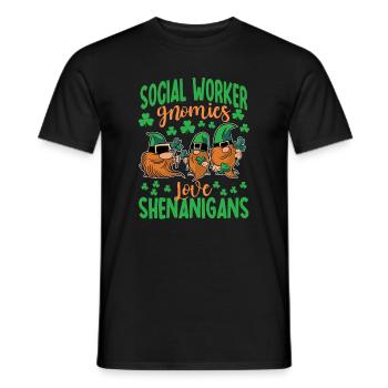 Social Worker Gnomies St. Patrick's Day - Men's T-Shirt - black - Front - AI Model Male 178 light (178cm)