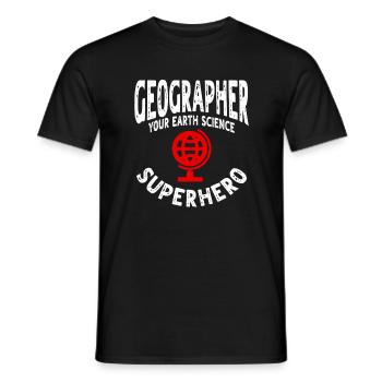 Funny Geographer Design - Men's T-Shirt - black - Front - AI Model Male 178 light (178cm)