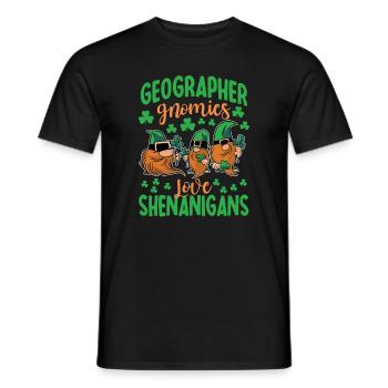 Funny Geographer St. Patrick's Day Costume - Men's T-Shirt - black - Front - AI Model Male 178 light (178cm)