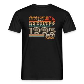 Birthday vintage gift idea February 1995 - Men's T-Shirt - black - Front - AI Model Male 178 light (178cm)