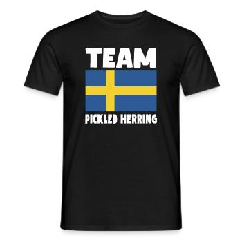 Aringhe in salamoia bandiera svedese - T-shirt uomo - nero - Fronte - AI Model Male 178 light (178cm)