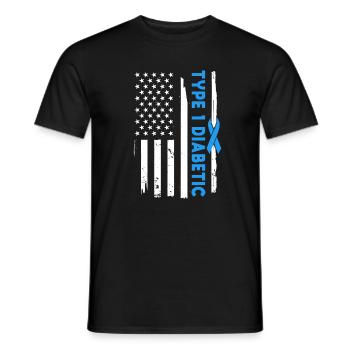 Diabétique américain de type 1 - T-shirt homme - noir - Devant - AI Model Male 178 light (178cm)