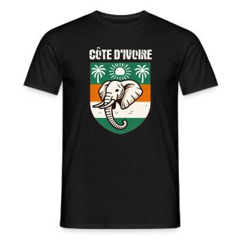 Karte Mit Der Flagge Der Elfenbeinküste, - Männer T-Shirt - Schwarz - Vorne - AI Model Male 178 light (178cm)