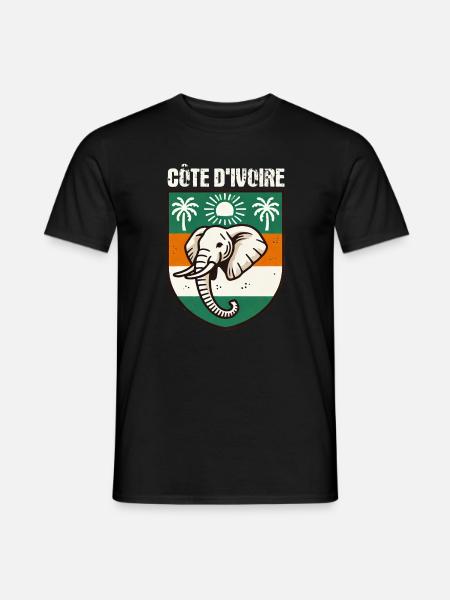 Carte avec le drapeau de la Côte d’Ivoire, - T-shirt homme - noir
