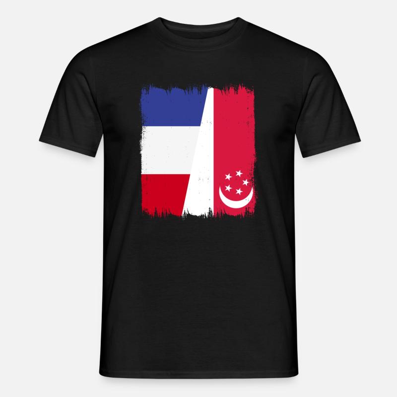 Singapur Frankreich - Männer T-Shirt - Schwarz