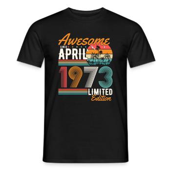 Great since April 1973 - Men's T-Shirt - black - Front - AI Model Male 178 light (178cm)