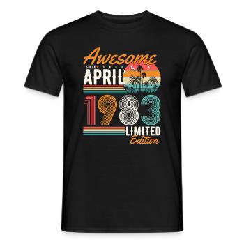 Great since April 1983 - Men's T-Shirt - black - Front - AI Model Male 178 light (178cm)