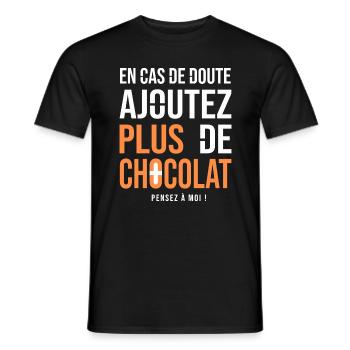 Tshirt Humour chocolat drôle Plus de chocolat - T-shirt homme - noir - Devant - AI Model Male 178 light (178cm)