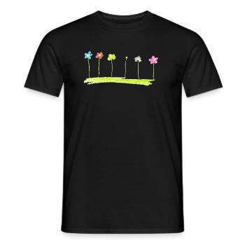 flower meadow - Men's T-Shirt - black - Front - AI Model Male 178 light (178cm)
