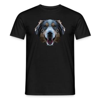 Dog Aussie polygon - Men's T-Shirt - black - Front - AI Model Male 178 light (178cm)