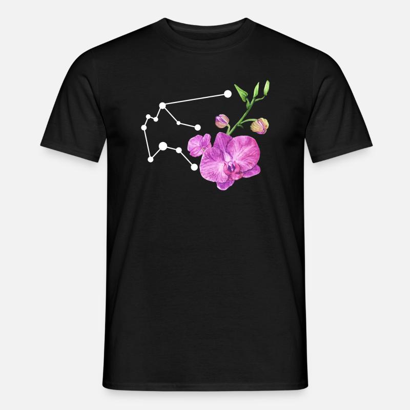 Wassermann-Konstellation mit Aquarell Orchideen - Männer T-Shirt - Schwarz