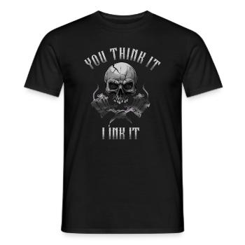 Skull You Think It I Ink It Tattoo Artist Great - Men's T-Shirt - black - Front - AI Model Male 178 light (178cm)