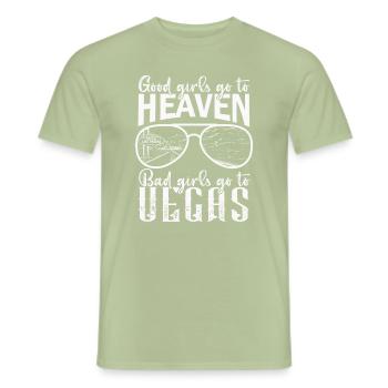 Good Girls Go To Heaven Bad Girls Go To Vegas Trip - Men's T-Shirt - sage - Front - AI Model Male 178 light (178cm)