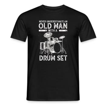 Never Underestimate An Old Man With A Drum Set - Men's T-Shirt - black - Front - AI Model Male 178 light (178cm)