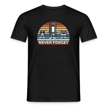 Never Forget Tee Funny Videocassette Floppy Disk - Männer T-Shirt - Schwarz - Vorne - AI Model Male 178 light (178cm)