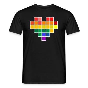 Cœur Rainbow Pixel - T-shirt homme - noir - Devant - AI Model Male 178 light (178cm)
