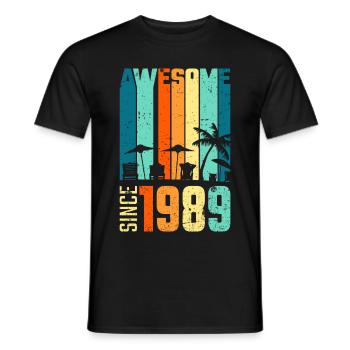 Vintage 1989 89 Birthday Retro Vintage Gift - Men's T-Shirt - black - Front - AI Model Male 178 light (178cm)