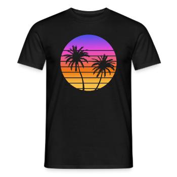 Palmiers Coucher soleil Synthwave - T-shirt homme - noir - Devant - AI Model Male 178 light (178cm)