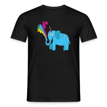 elephant with unicorn, colorful, elephant, rainbow, comic - Men's T-Shirt - black - Front - AI Model Male 178 light (178cm)