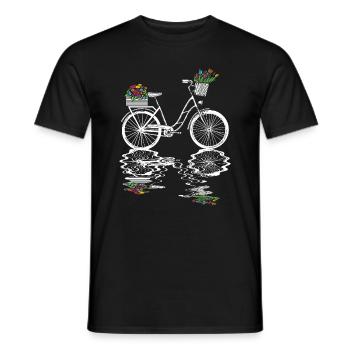 Bicycle with flowers Cyclist Cyclist - Men's T-Shirt - black - Front - AI Model Male 178 light (178cm)